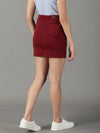 Women's Burgundy Solid Pencil Denim Skirt-LT-SKT-10414-Burgundy