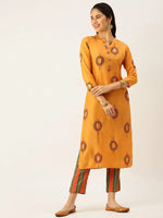 Women's Orange Printed Kurta Sets-FS-1525-Orange