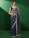 Saree Mall Women's Lycra Blue Embellished Designer Saree With Blouse Piece-TNISHKA1292