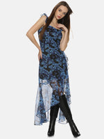 Floral Blue High Low Dress-17304