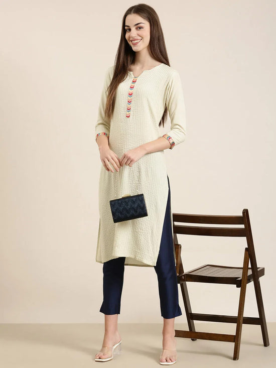 Women Cream Striped Straight Kurta-NJ-3569282-Cream