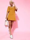 Mustard Sweetheart Neck Short Dress