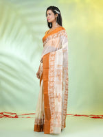 Off White Tussar Silk Saree With Woven Horse Designs-MA66TUS432810046