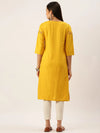 Women's Yellow Solid Straight Kurta-DF-1203-Yellow