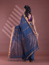 Dark Grey Pure Cotton Zari Stripe Soft Saree With Zari Border-MA59CT06520064