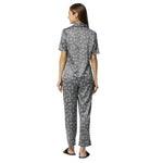 Smarty Pants Women's Silk Satin Grey Color Floral Print Night Suit