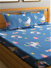 Home Sizzler 144TC Microfibre Blue Double Bedsheet With 2 King Size Pillow Covers-HSDBS004083