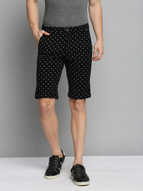 Men Black Printed Shorts-LS-4545-7-Black