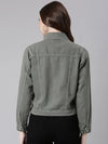 Women Grey Solid Denim Jacket-GZ-5598-Grey