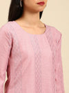 Women's Pink Embroidered Kurta Set-SKC-839-Pink