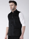 Hangup Men Standard Solid Men's Indian Wear-VelvetBasketBlack