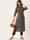 Women's Blue Embroidered Straight Kurtas-GW-2480-Blue