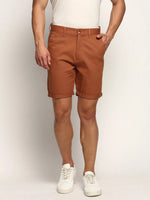 Men Brown Solid Shorts-ORBIT-6-Camelbrown