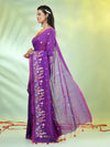 All Over Thread Floral Embroidery Violet Cotton Saree-MA62CT33610081