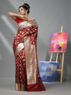 Dark Red Silk Banarasi Saree With Meenakari Designs-MA52BSL44880087