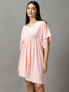 Women's Pink Solid Fit and Flare Top-AE-15771-Peach