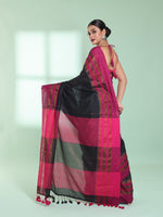 Black Cotton Saree With Zari Border-MA59CT06530048