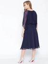 Flared midi dress with blouson yoke in Midnight Blue