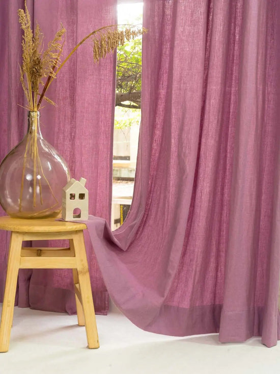 Solid Linen Curtain - Lavender  - Single-230428023