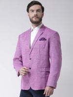 Hangup Men Standard Solid Men Formalwear-DarkPurple1LinenBlazer