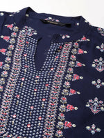 Women Navy Blue Floral Kurta Set-BC-SK-1221-Navyblue