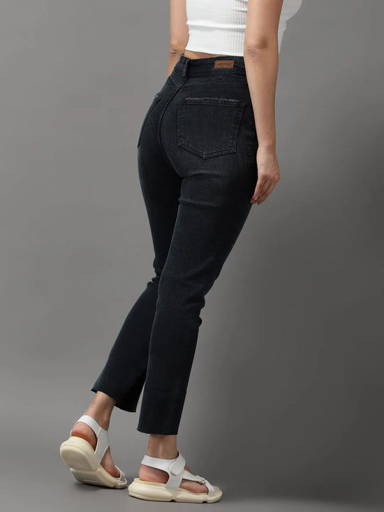 Women's Charcoal Solid Slim Fit Denim Jeans-GZ-5180-Charcoal