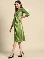 Front Twist Midi Dress in Green