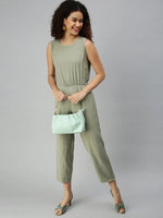 Women's Yellow Solid Jumpsuit-AE-9889-Olive