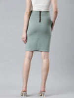 Women Sea Green Solid Pencil Skirt-AE-10610-Seagreen