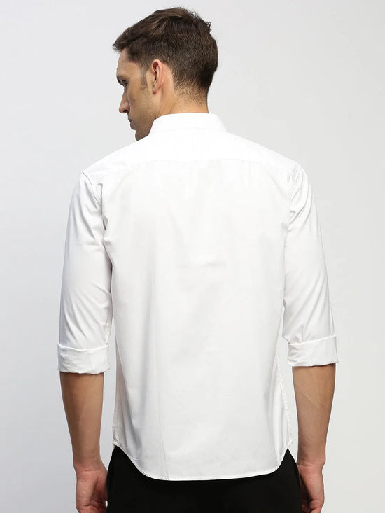 Men White Solid Shirt-RAYMONDSDOBBY-267-White