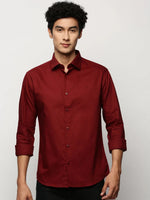 Men Maroon Solid Shirt-FAVORPLAIN-193-Maroon