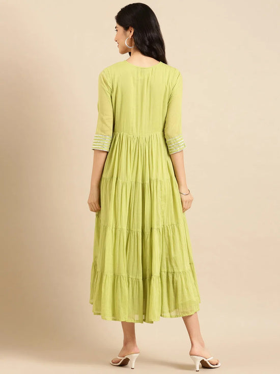 Women's Green Solid A-Line Kurta-ON-545-Green