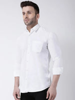 Hangup Men Slim Solid Shirts-CollarWhiteShirt