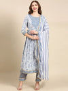 Women's White Printed Kurta Set-GW-3475-White