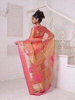 Orange Muslin Saree With Zari Woven Nakshi Borders-MA62MS331980033