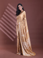 Ochre Yellow Silk Soft Saree With Texture Print-MA60BSL01400071