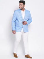 Hangup Men Standard Solid Men Formalwear-DarkBlue1_Linen_Blazer