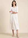 Women White Solid Fit and Flare Kurta-RF-1732-White