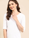 Women's White Solid Straight Kurta-SKC-1040-White