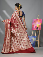 Maroon Katan Silk Banarasi Saree With Zari Woven Designs-MA52KA441380071