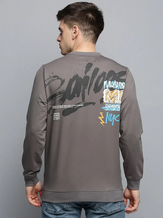 Men Grey Printed Casual Sweatshirt-BP-1415-Grey