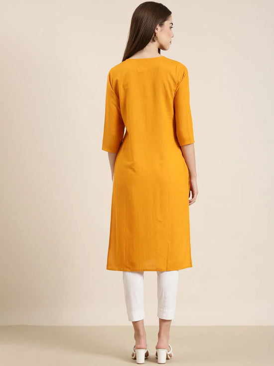 Women Orange Solid Straight Kurta-NJ-3570299-Orange