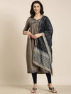 Women Anarkali Grey Solid Kurta Comes with Dupatta-GW-727-Grey