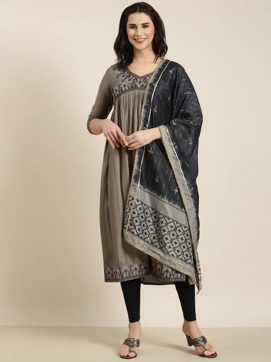 Women Anarkali Grey Solid Kurta Comes with Dupatta-GW-727-Grey