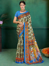 Saree Mall Women's Cotton Beige Printed Designer Saree With Blouse Piece-MINAXI4916