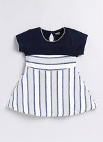 Mimino Girls Midi/Knee Length Casual Dress (Blue, Half Sleeve)