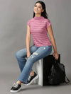 Women's Mauve Striped Top-AE-10453-Mauve