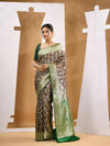 Dark Chocolate Silk Banarasi Saree With Zari Woven Designs-MA53BSL441050001