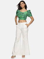 Floral Green Wrap Crop Top-17342