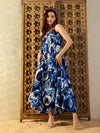 Strappy Layered Maxi Dress in Blue Tie & Dye-TP0459TD7